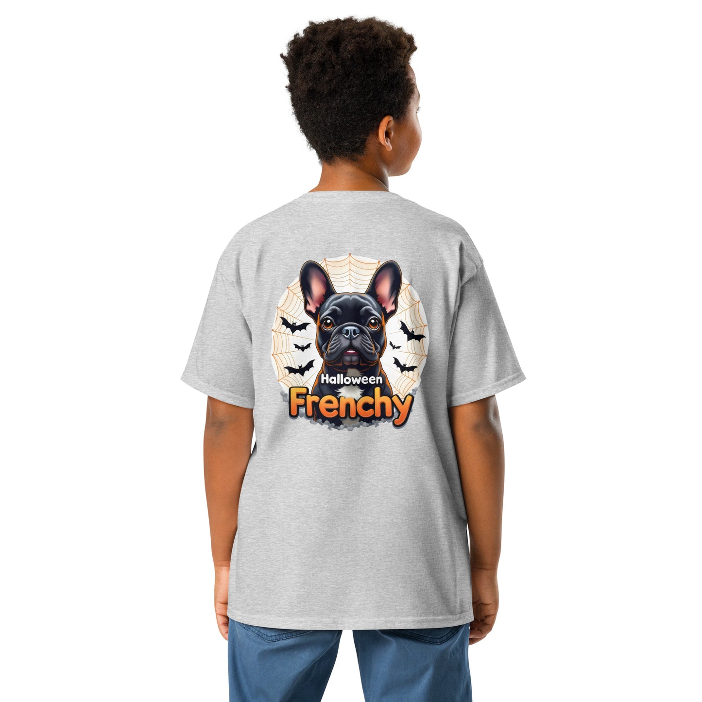 Youth Halloween French bulldog twin print heavy classic tee