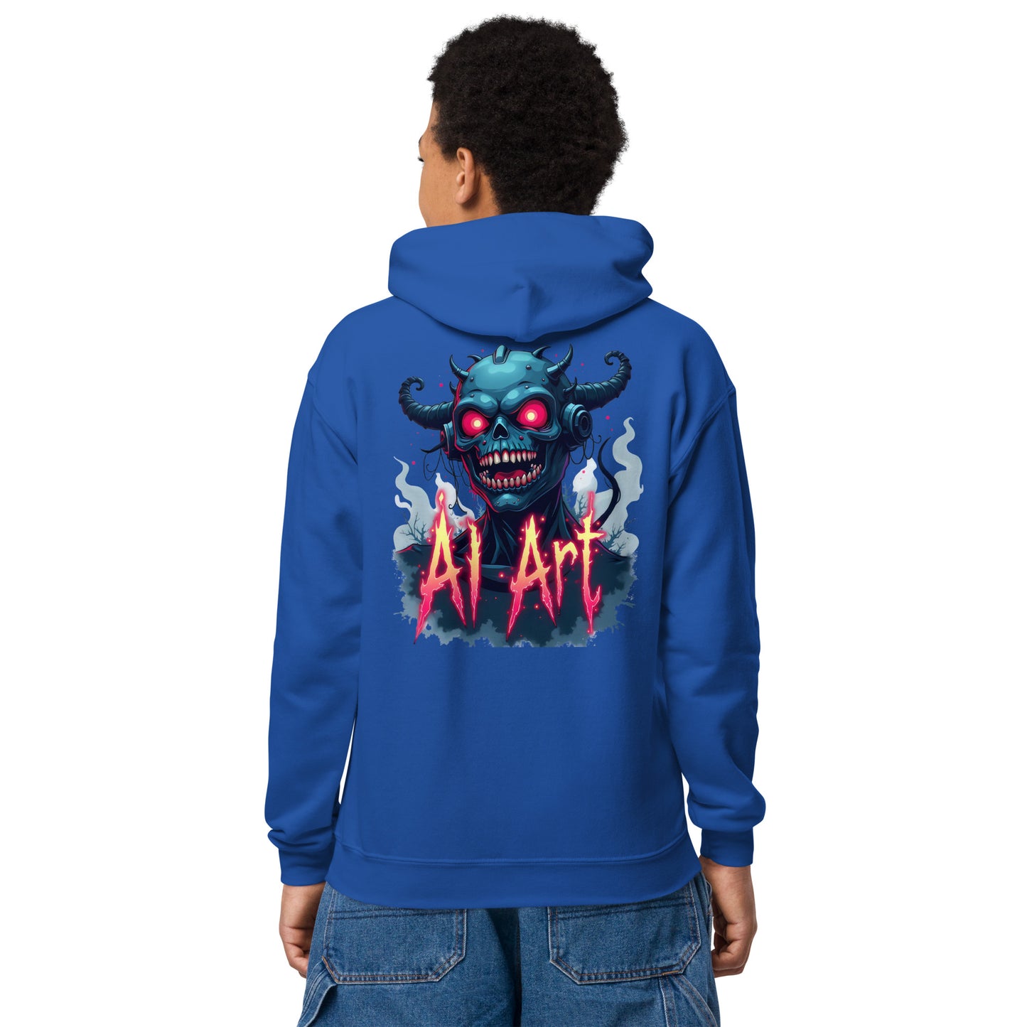 Youth Monster AI art heavy blend hoodie